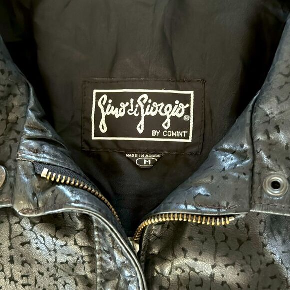Gino di Giorgio by Comint Vintage Leather Jacket Womens Medium Black Bomber - Picture 6 of 10